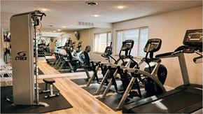 Southfield townhouse for rent - A gym with treadmills and exercise equipment.
