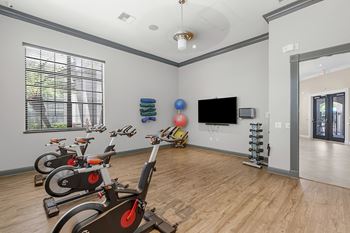 Yoga and spin room with fitness on demand