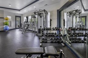 Fishers apartment for rent - Fully-equipped fitness center with weights - Lantern Woods Apartments