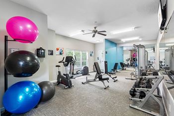 Fitness center with cardio and weight training equipment