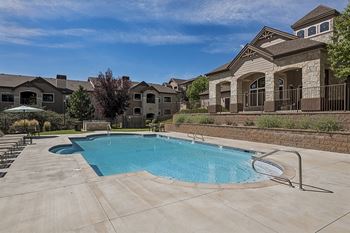 Heated pool with landscaped terrace