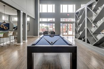Urban green - billiards table and wet bar