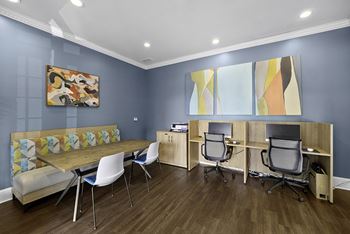 Business center with computers, printer/copier and workspace