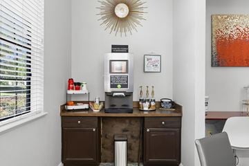 Wesley Chapel apartment for rent - A kitchen with a counter and a fridge.