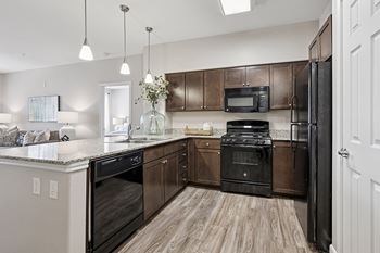 Black appliances including microwave