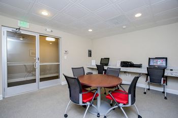 Business center with computers and printer