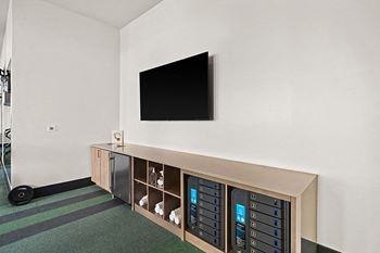 Phone charging lockers in fitness center