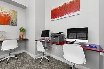 Residential business center with fax, copier and internet access