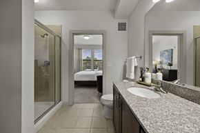Nashville apartment for rent - Walk-in shower stalls in select units  - 23Hundred at Berry Hill