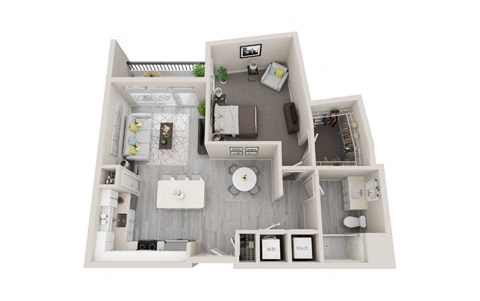 Floor plan for 1 bed, 1 bath, 816 sqft