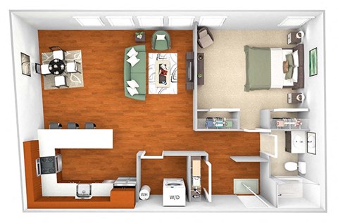 Floor plan for 1 bed, 1 bath, 794 sqft
