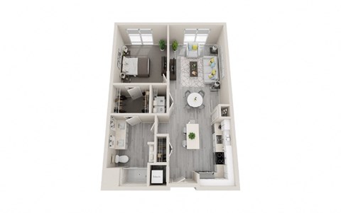 Floor plan for 1 bed, 1 bath, 813 sqft