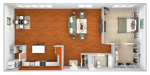 Floor plan for 1 bed, 1 bath, 1061 sqft