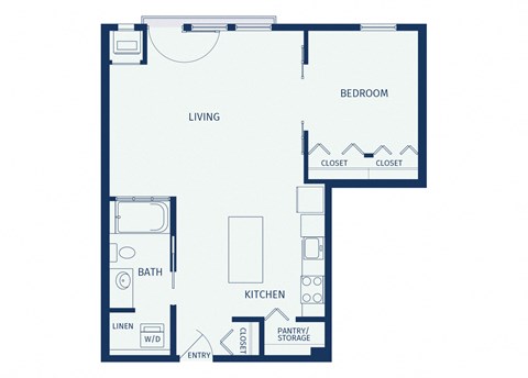 Floor plan for 1 bed, 1 bath, 718 sqft