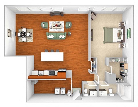 Floor plan for 1 bed, 1 bath, 1182 sqft