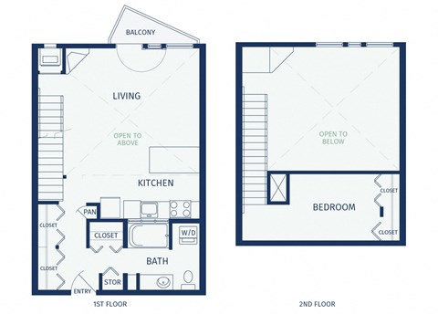 Floor plan for 1 bed, 1 bath, 738 sqft