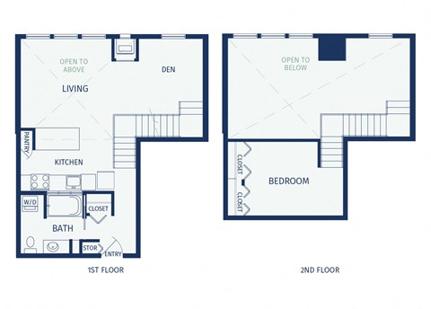 Floor plan for 1 bed, 1 bath, 740 sqft