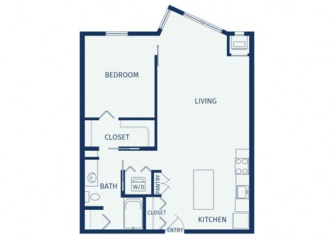 Floor plan for 1 bed, 1 bath, 757 sqft