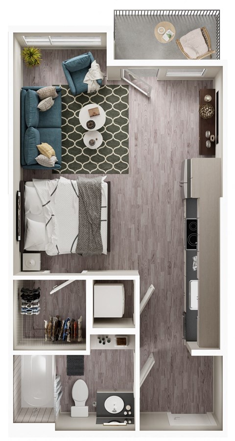 Floor plan for studio, 1 bath, 460 sqft
