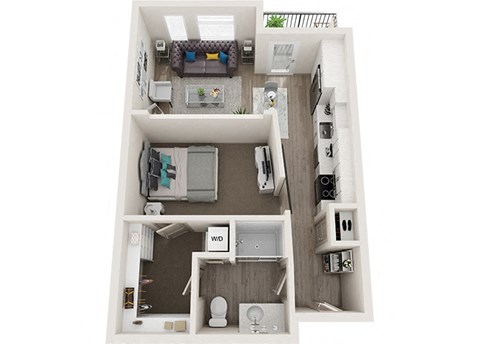 Floor plan for 1 bed, 1 bath, 565 sqft