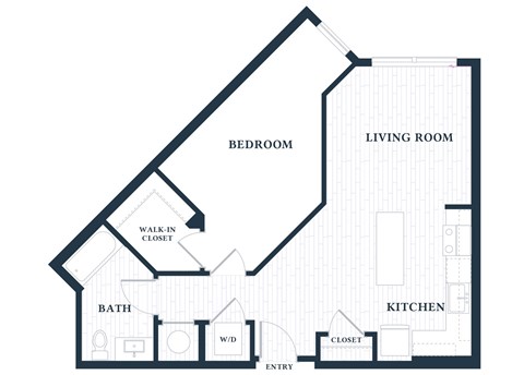 Floor plan for 1 bed, 1 bath, 741 sqft