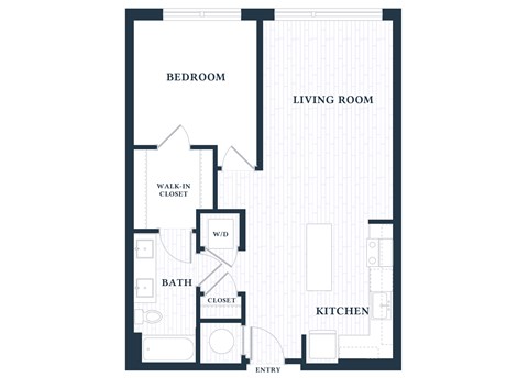 Floor plan for 1 bed, 1 bath, 761 sqft