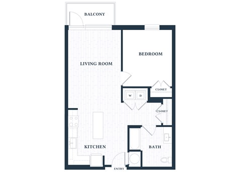 Floor plan for 1 bed, 1 bath, 766 sqft