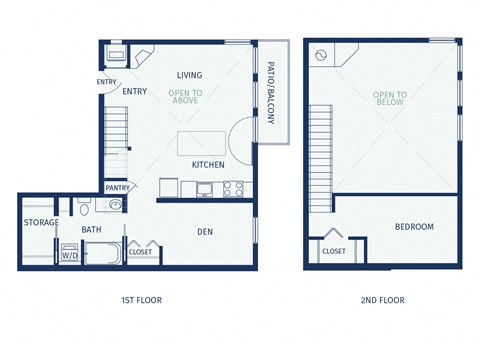 Floor plan for 1 bed, 1 bath, 849 sqft