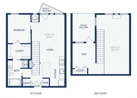 Floor plan for 1 bed, 1 bath, 869 sqft