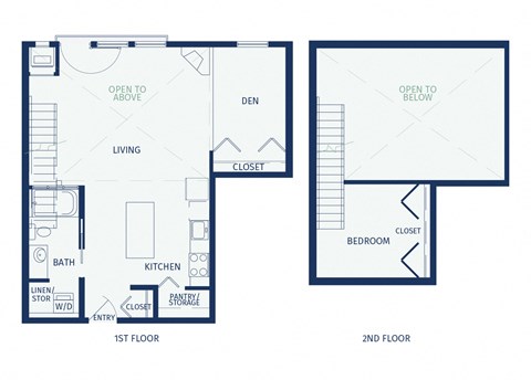Floor plan for 1 bed, 1 bath, 886 sqft