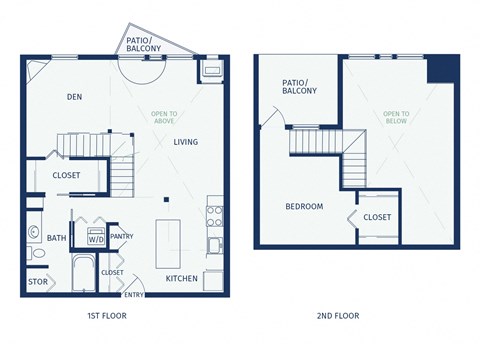 Floor plan for 1 bed, 1 bath, 935 sqft