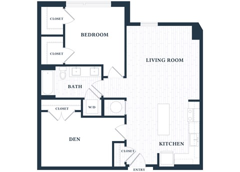 Floor plan for 1 bed, 1 bath, 943 sqft