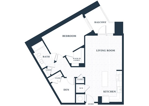 Floor plan for 1 bed, 1 bath, 965 sqft