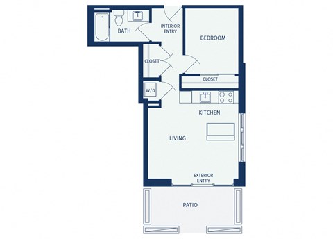 Floor plan for 1 bed, 1 bath, 525 sqft