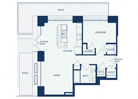 Floor plan for 1 bed, 1 bath, 783 sqft