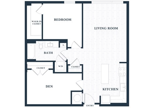 Floor plan for 1 bed, 1 bath, 1004 sqft