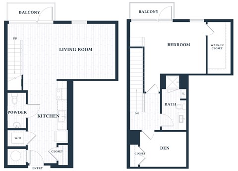 Floor plan for 1 bed, 1 bath, 1209 sqft
