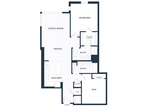 Floor plan for 1 bed, 1 bath, 1252 sqft