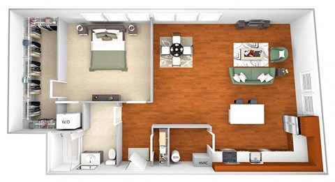Floor plan for 1 bed, 1 bath, 991 sqft