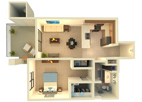 Floor plan for 1 bed, 1 bath, 794 sqft