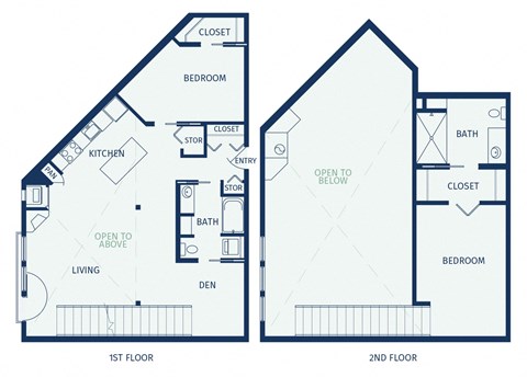 Floor plan for 2 beds, 2 baths, 1223 sqft