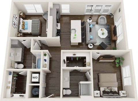 Floor plan for 2 beds, 2 baths, 1062 sqft