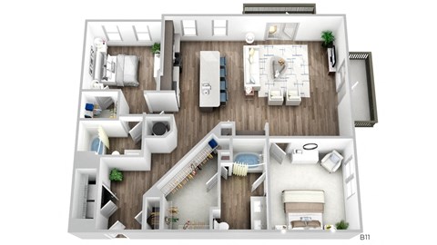 Floor plan for 2 beds, 2 baths, 1455 sqft