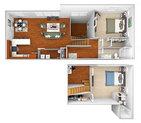 Floor plan for 2 beds, 2 baths, 1605 sqft