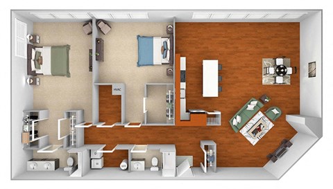 Floor plan for 2 beds, 2 baths, 1766 sqft