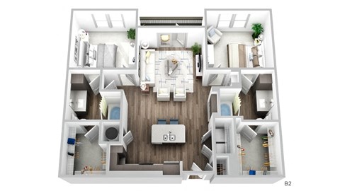 Floor plan for 2 beds, 2 baths, 1094 sqft