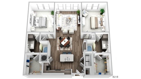 Floor plan for 2 beds, 2 baths, 1254 sqft