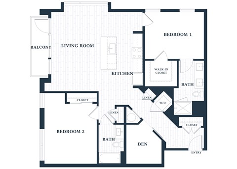 Floor plan for 2 beds, 2 baths, 1207 sqft