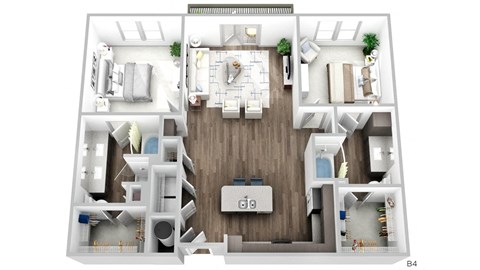 Floor plan for 2 beds, 2 baths, 1209 sqft