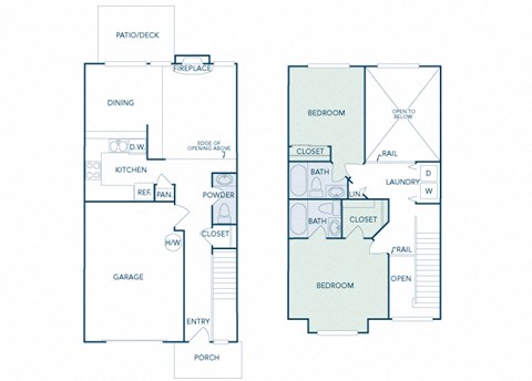 Floor plan for 2 beds, 2 baths, 1194 sqft